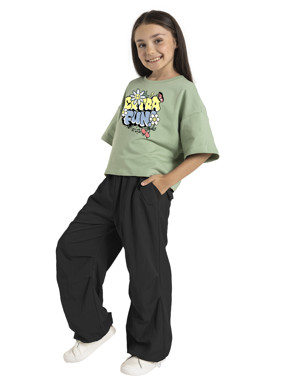 Брюки для девочки О56917 (черный)