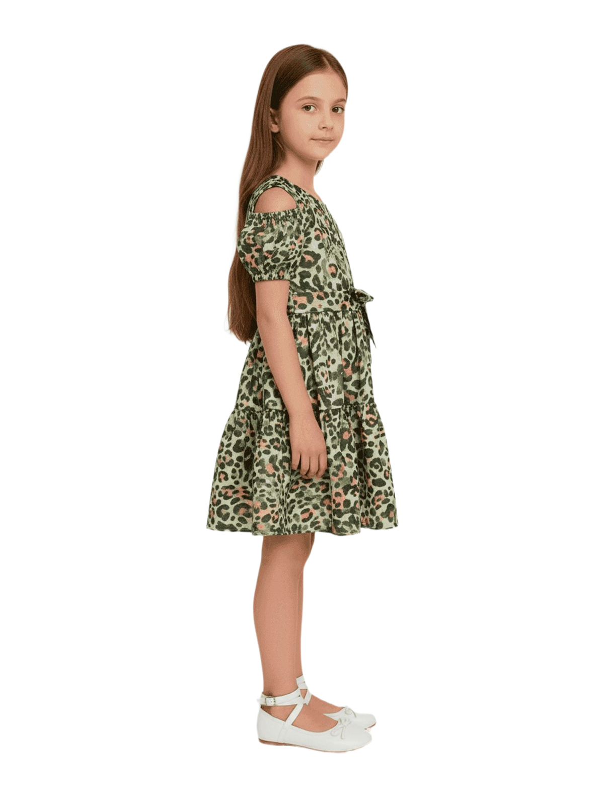 Платье для девочки О54743 (зеленый-желтый)