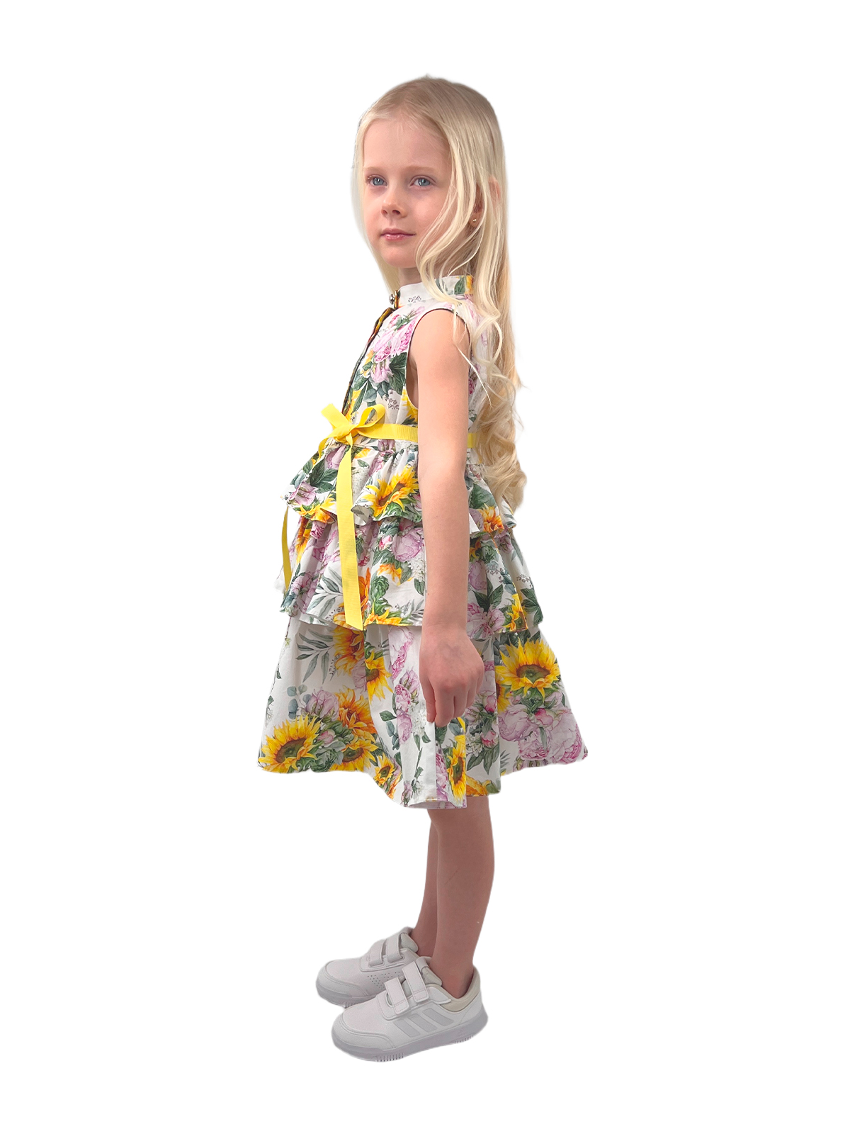 Платье для девочки О54027 (желтый-розовый)