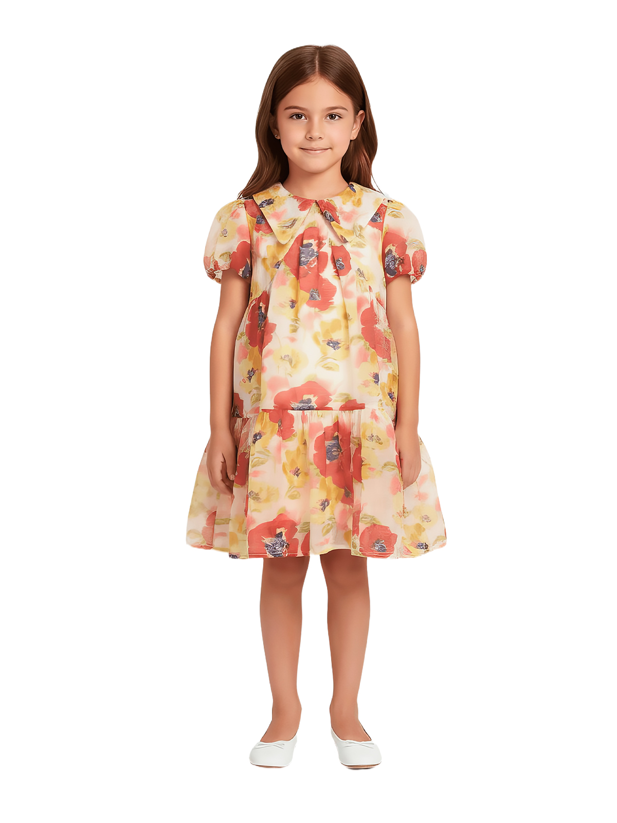 Платье для девочки О57230 (красный-желтый)
