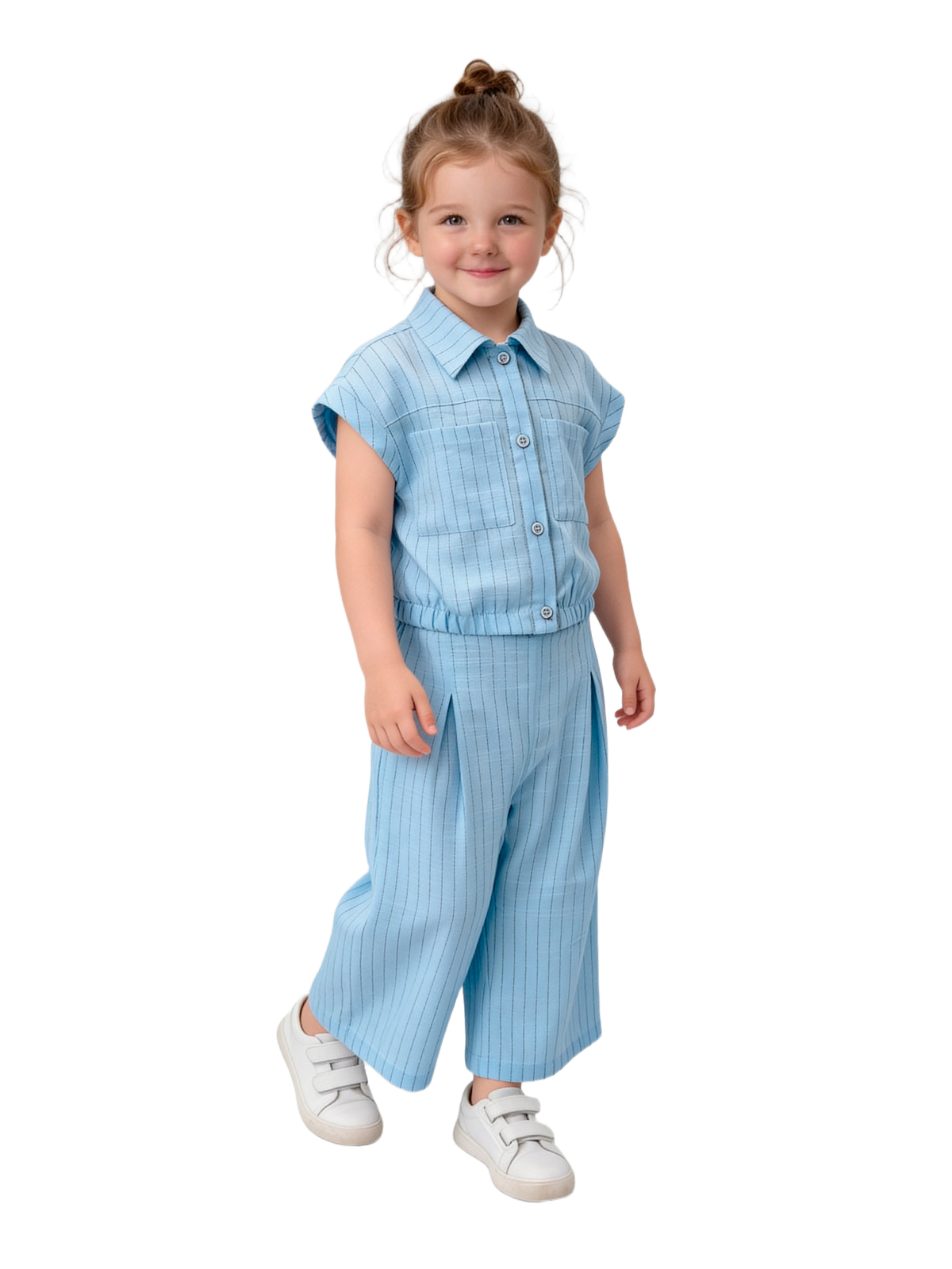 Комп.:блузка,брюки для девочки О57247 (голубой)