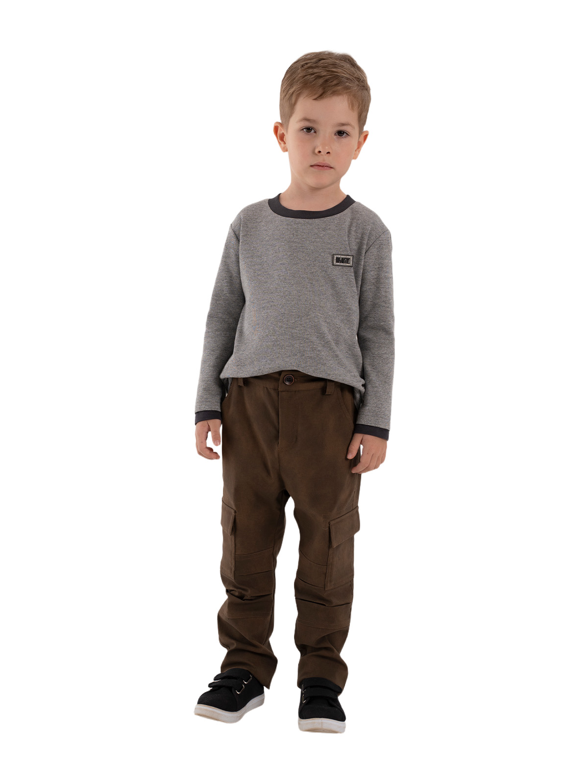 Брюки для мальчика О37184 (коричневый)