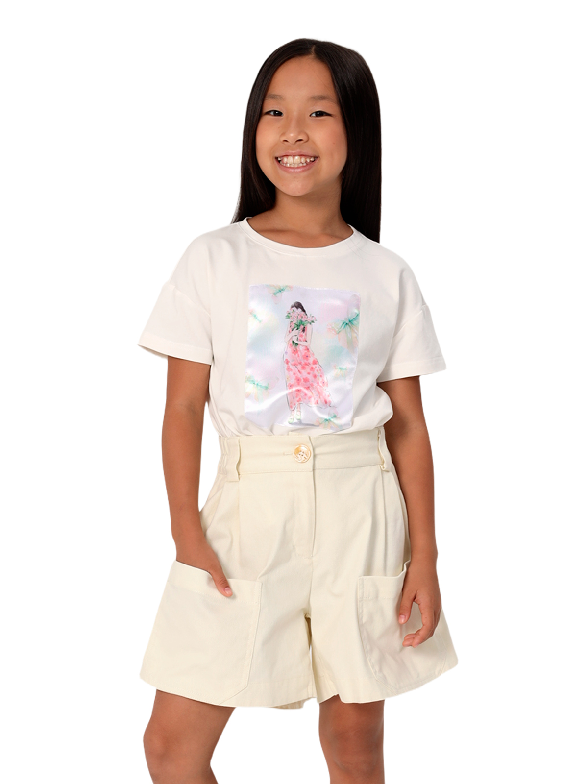 Шорты для девочки О57289 (молочный)