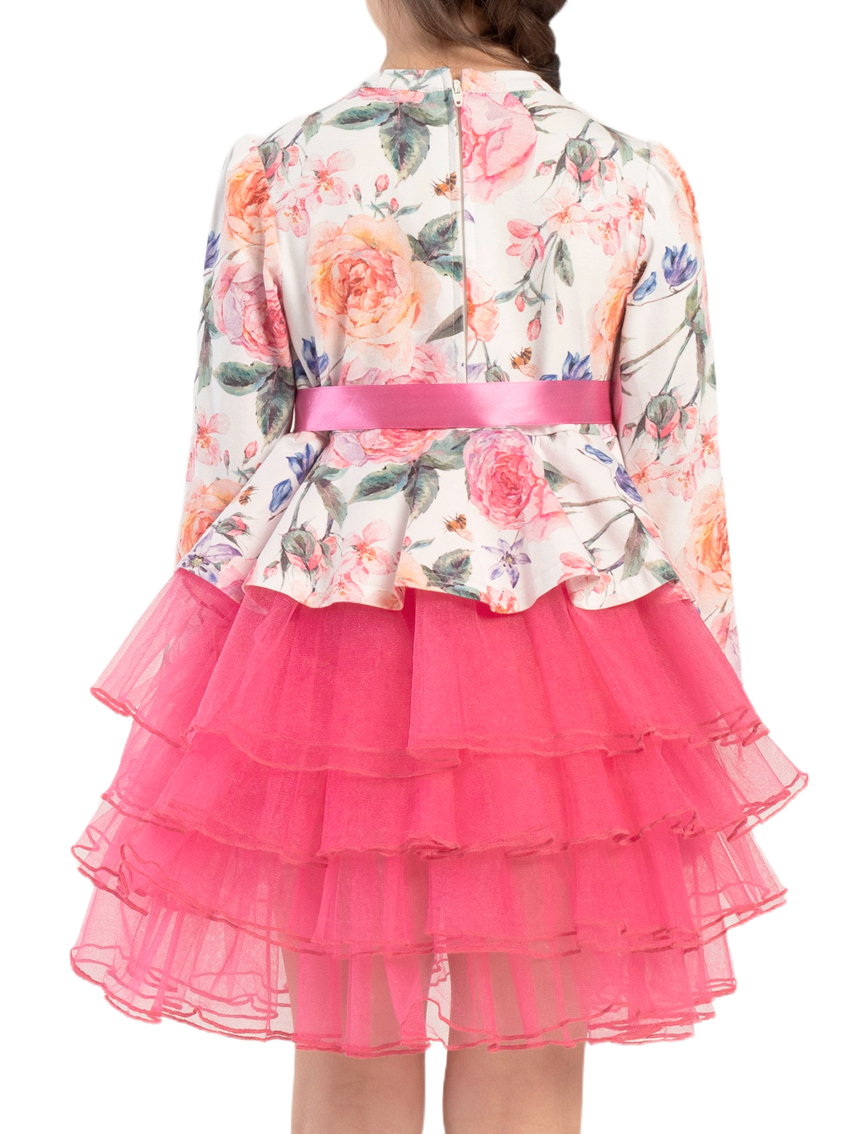 Платье для девочки О53592 (белый-розовый)