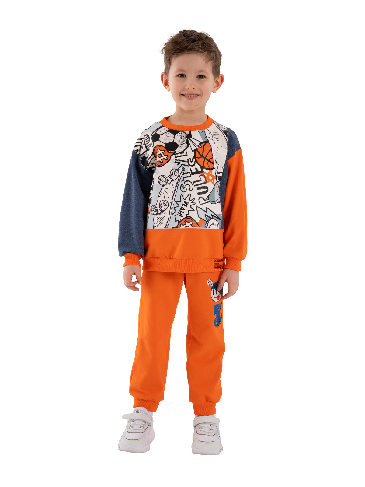 Джемпер для мальчика О37127 (синий-оранжевый)