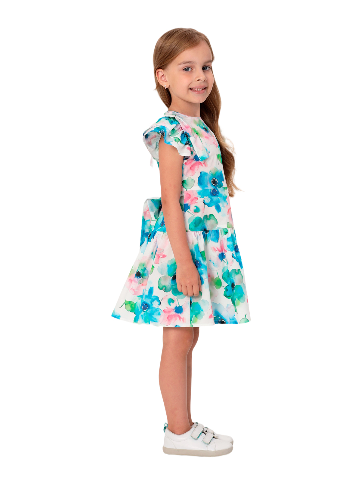 Платье для девочки О57231 (розовый-бирюзовый)