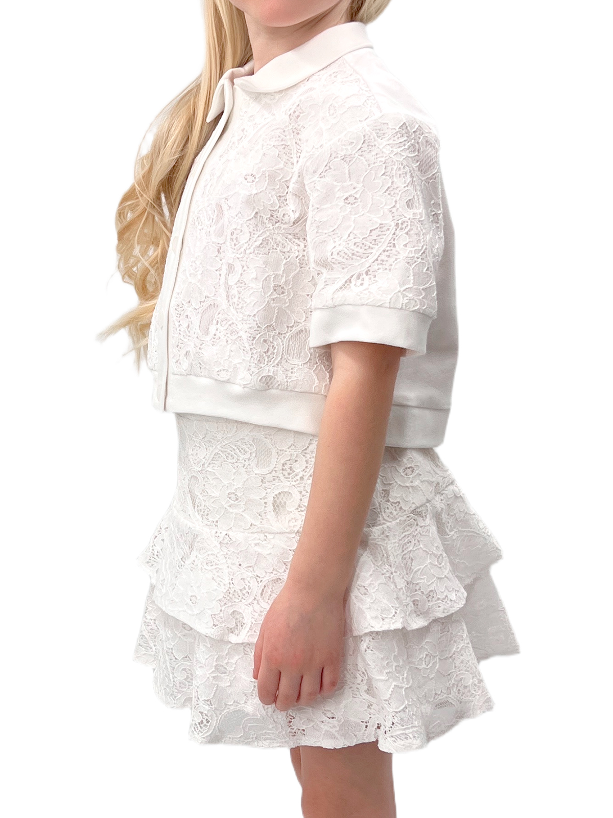 Ком.:блуз.,юб.-шор. для девочки О57223 (белый)