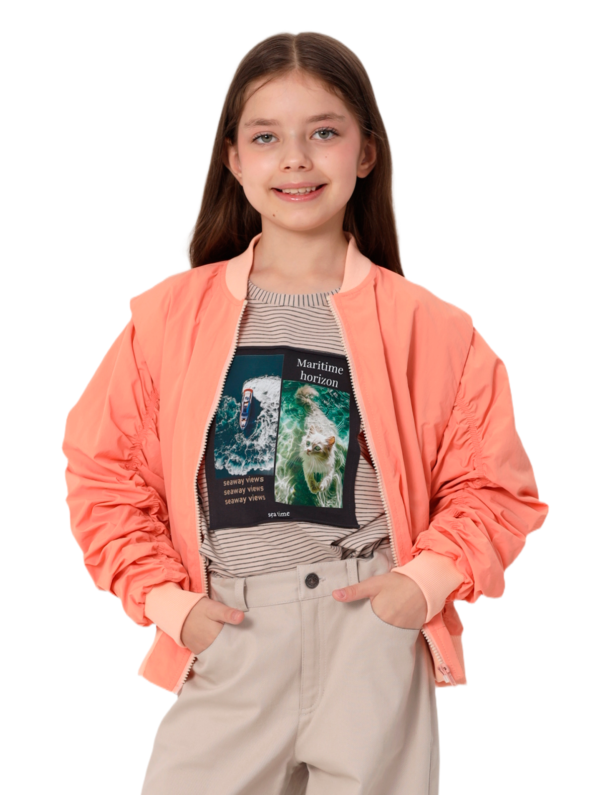 Куртка для девочки О57272 (оранжевый)