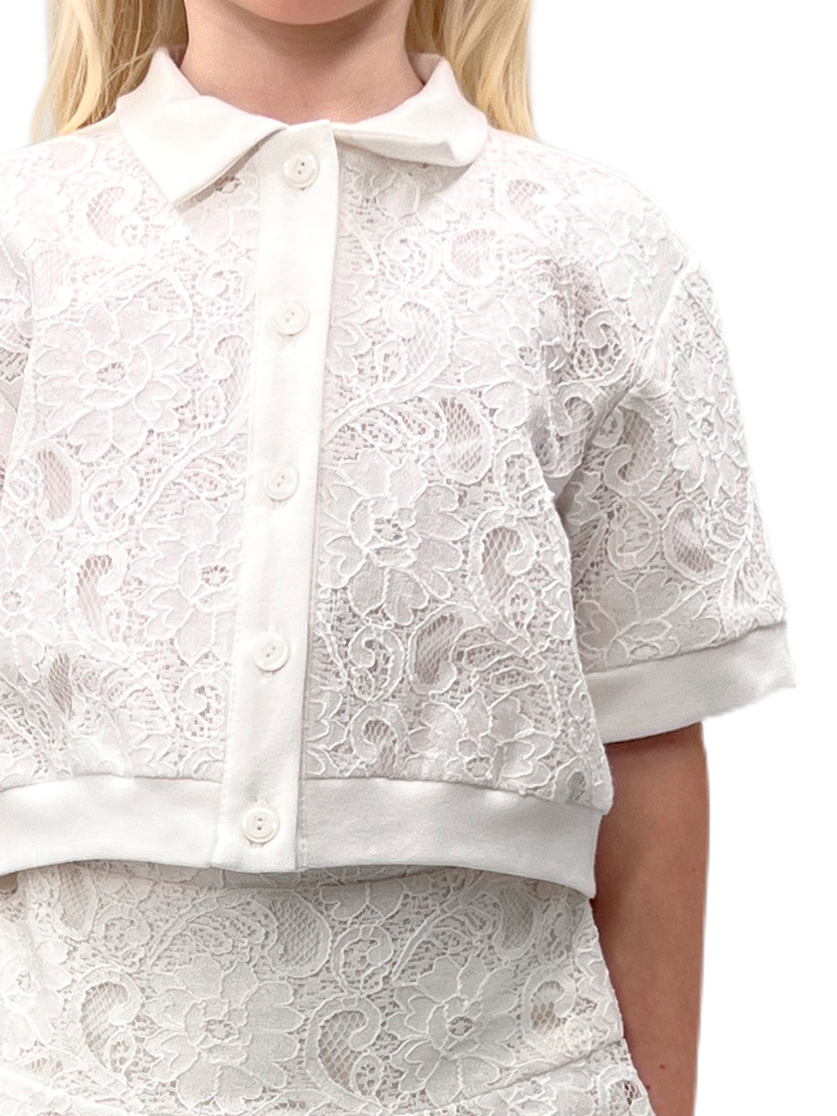 Ком.:блуз.,юб.-шор. для девочки О57223 (белый)