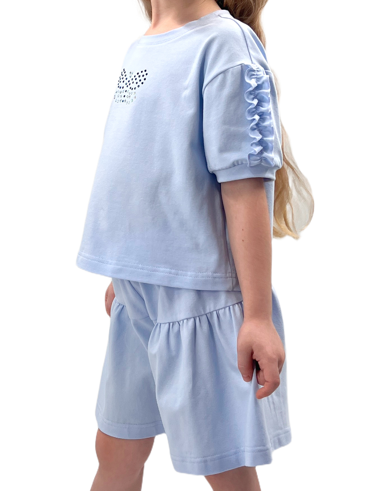 Комп.:блуз.,шор. для девочки О57255 (голубой)