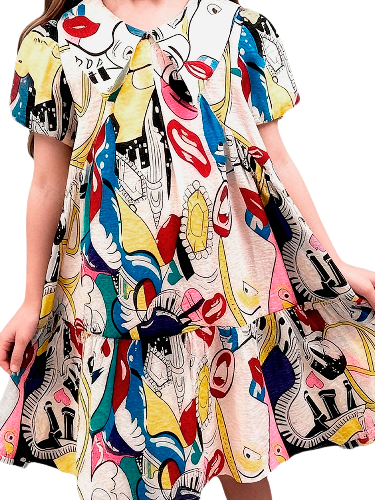 Платье для девочки О57230 (белый-красный)