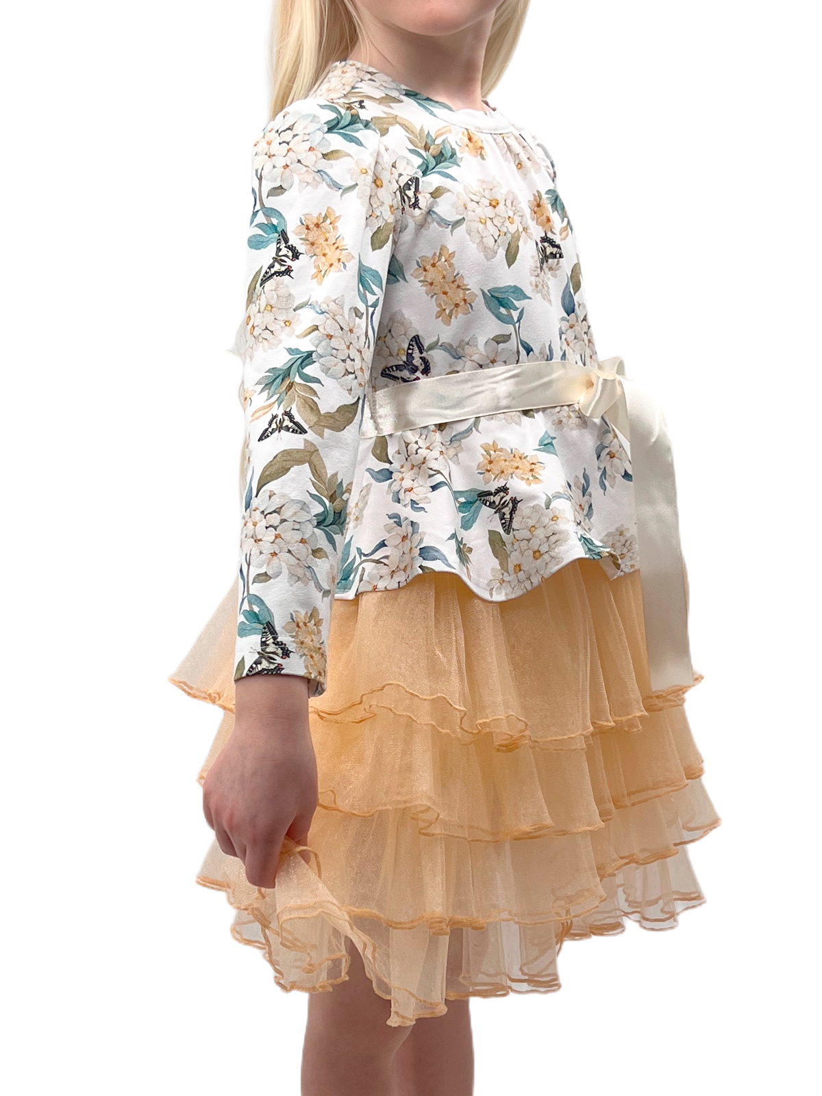 Платье для девочки О53592 (белый-желтый)