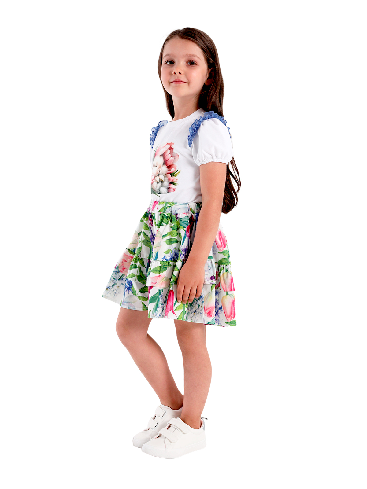 Юбка-шорты для девочки О57238 (синий-розовый)