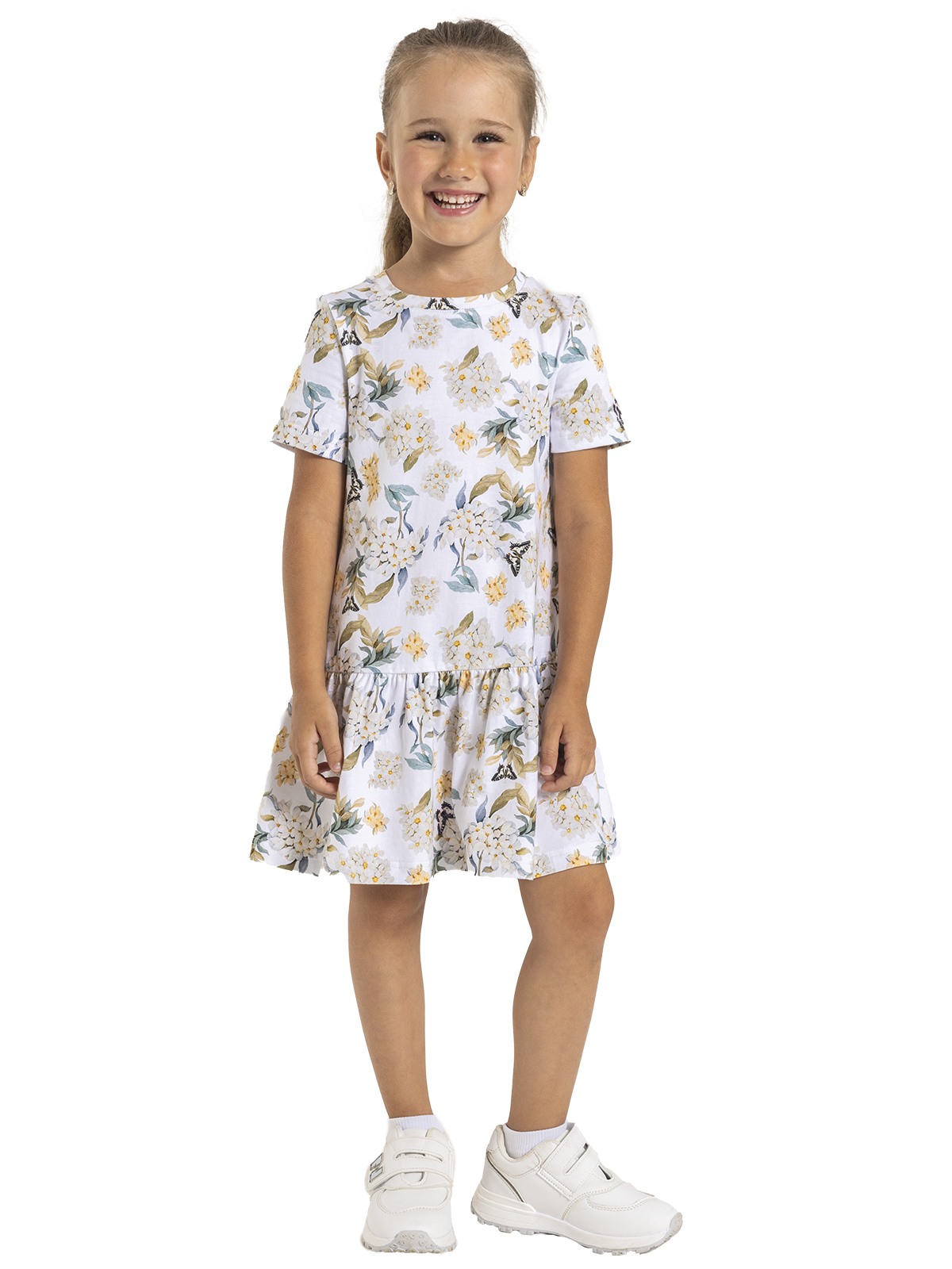 Платье для девочки О56892 (белый-желтый)