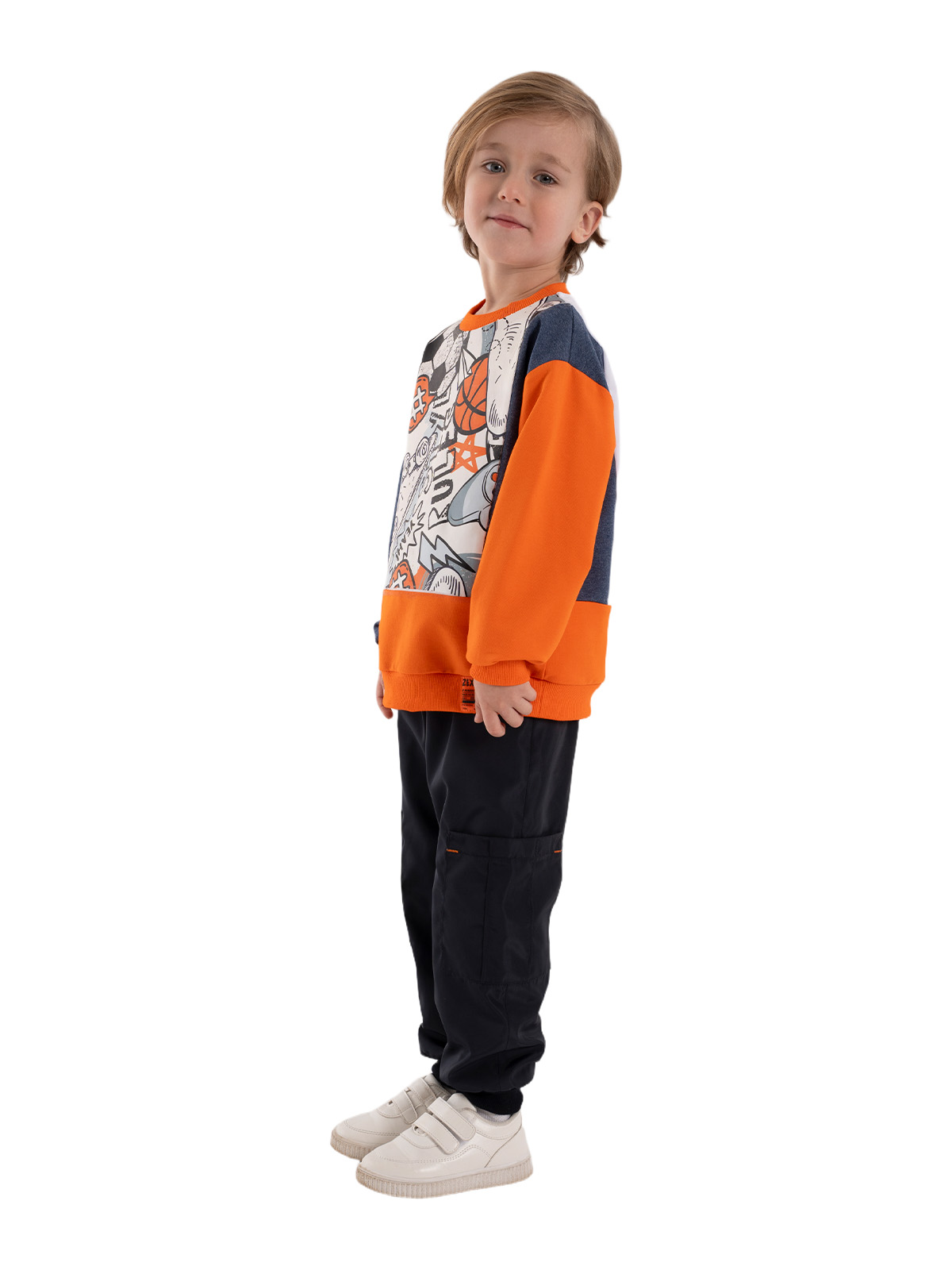 Джемпер для мальчика О37127 (синий-оранжевый)