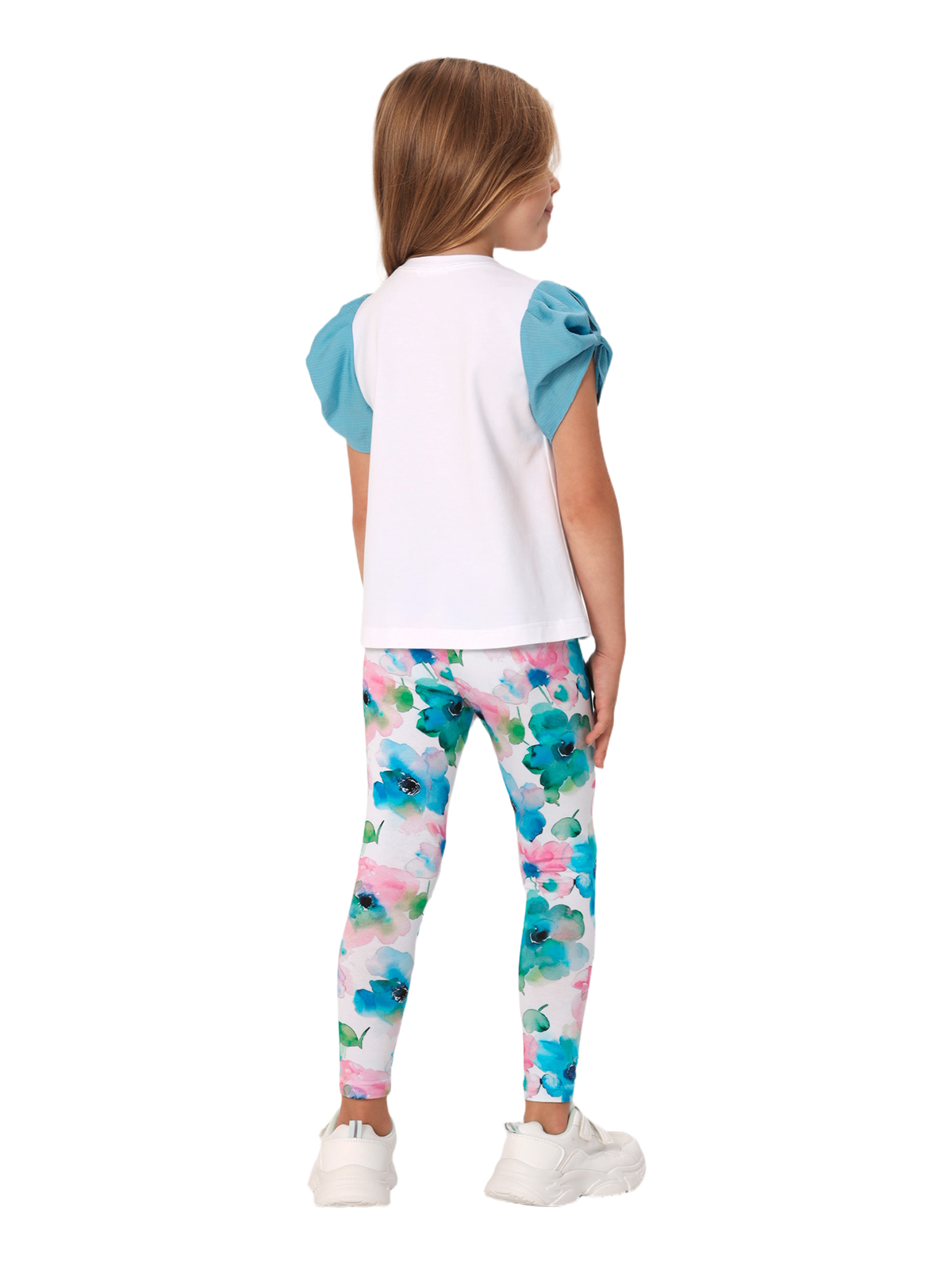 Брюки для девочки О57245 (розовый-бирюзовый)