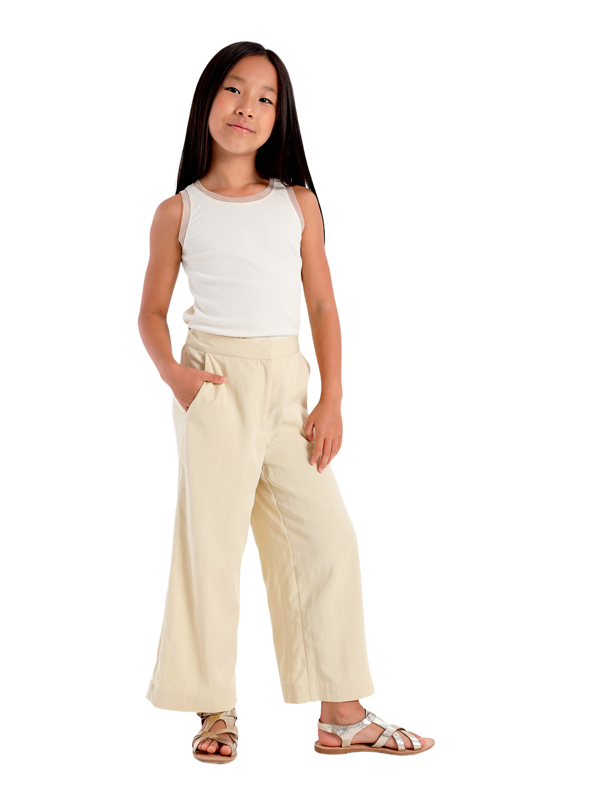 Брюки для девочки О57291 (молочный)