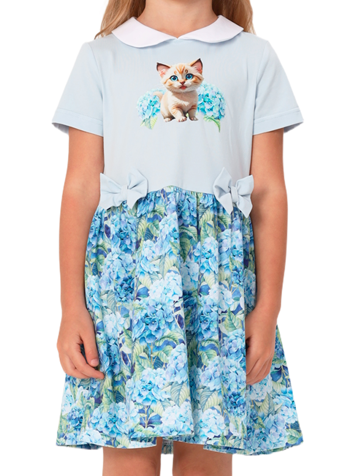 Платье для девочки О57301 (голубой)