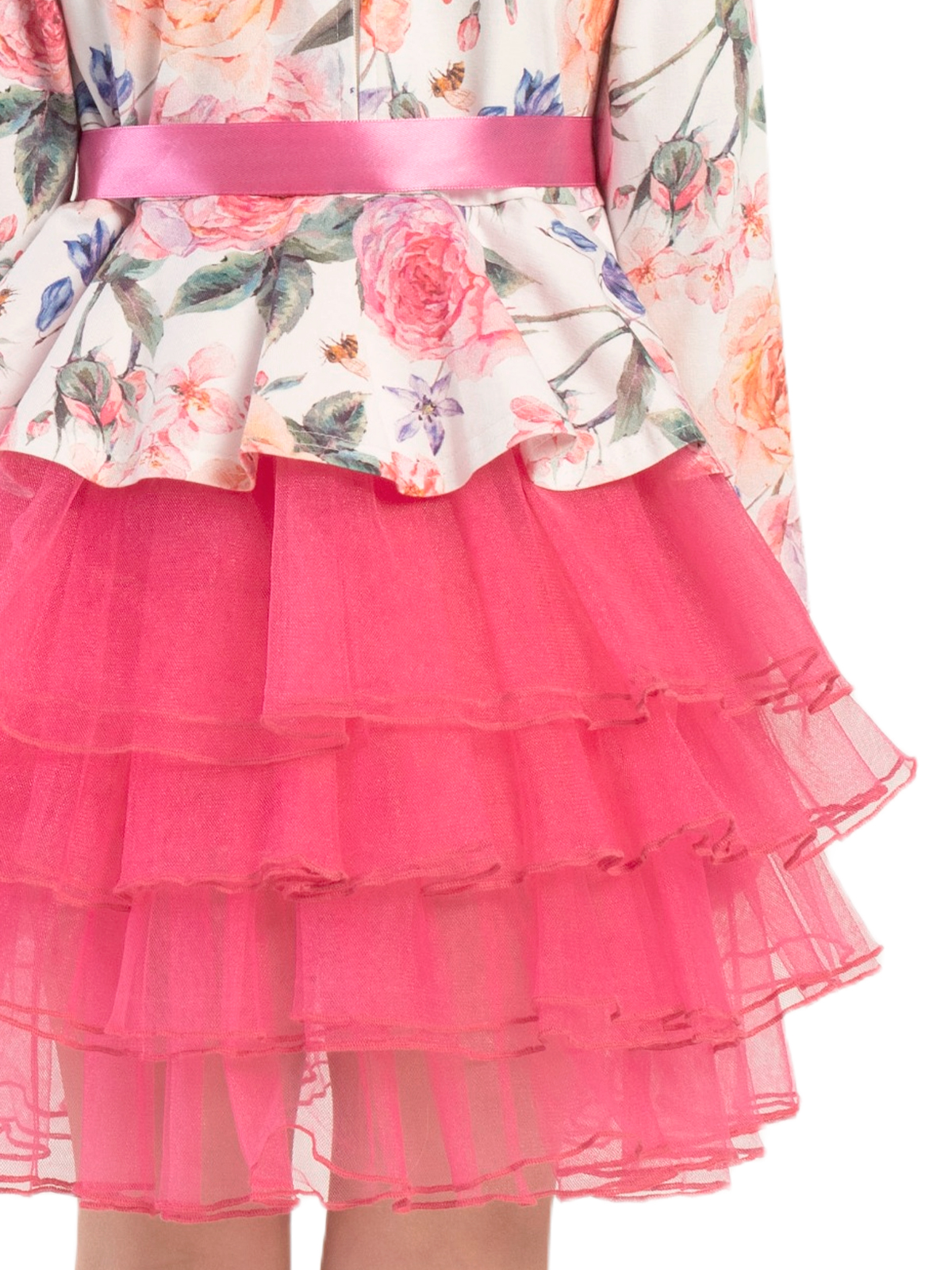 Платье для девочки О53592 (белый-розовый)