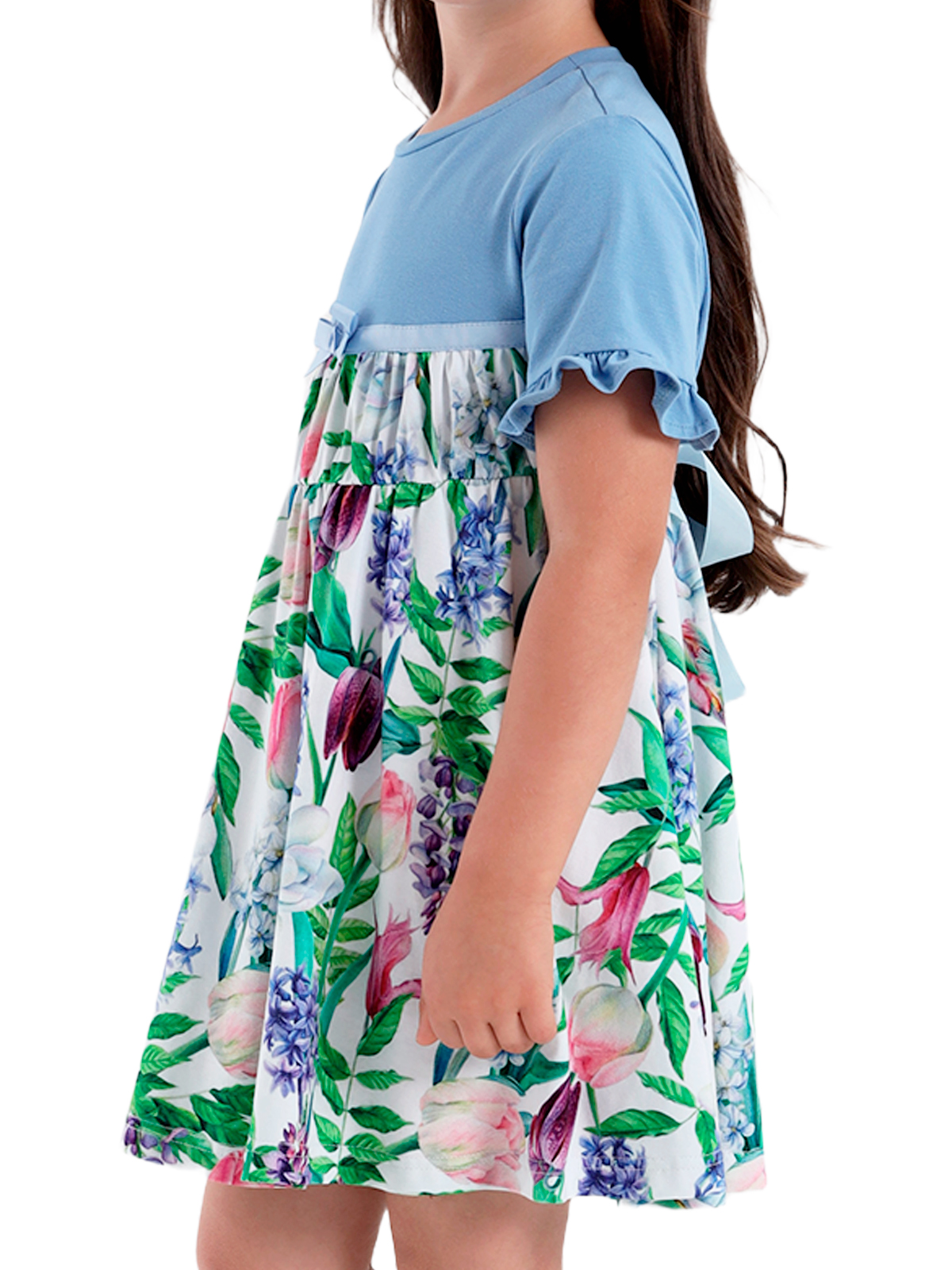 Платье для девочки О57226 (синий-розовый)