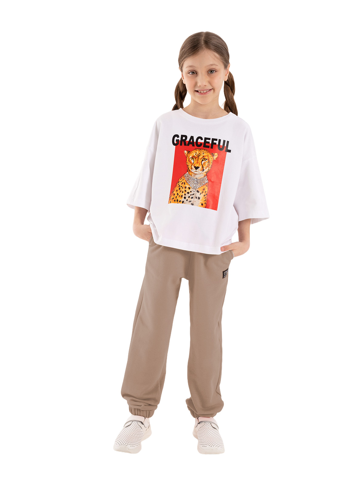 Брюки для девочки О67070 (коричневый)