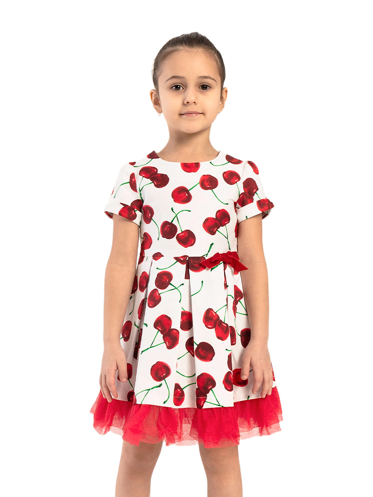 Платье для девочки О57246 (белый-красный)