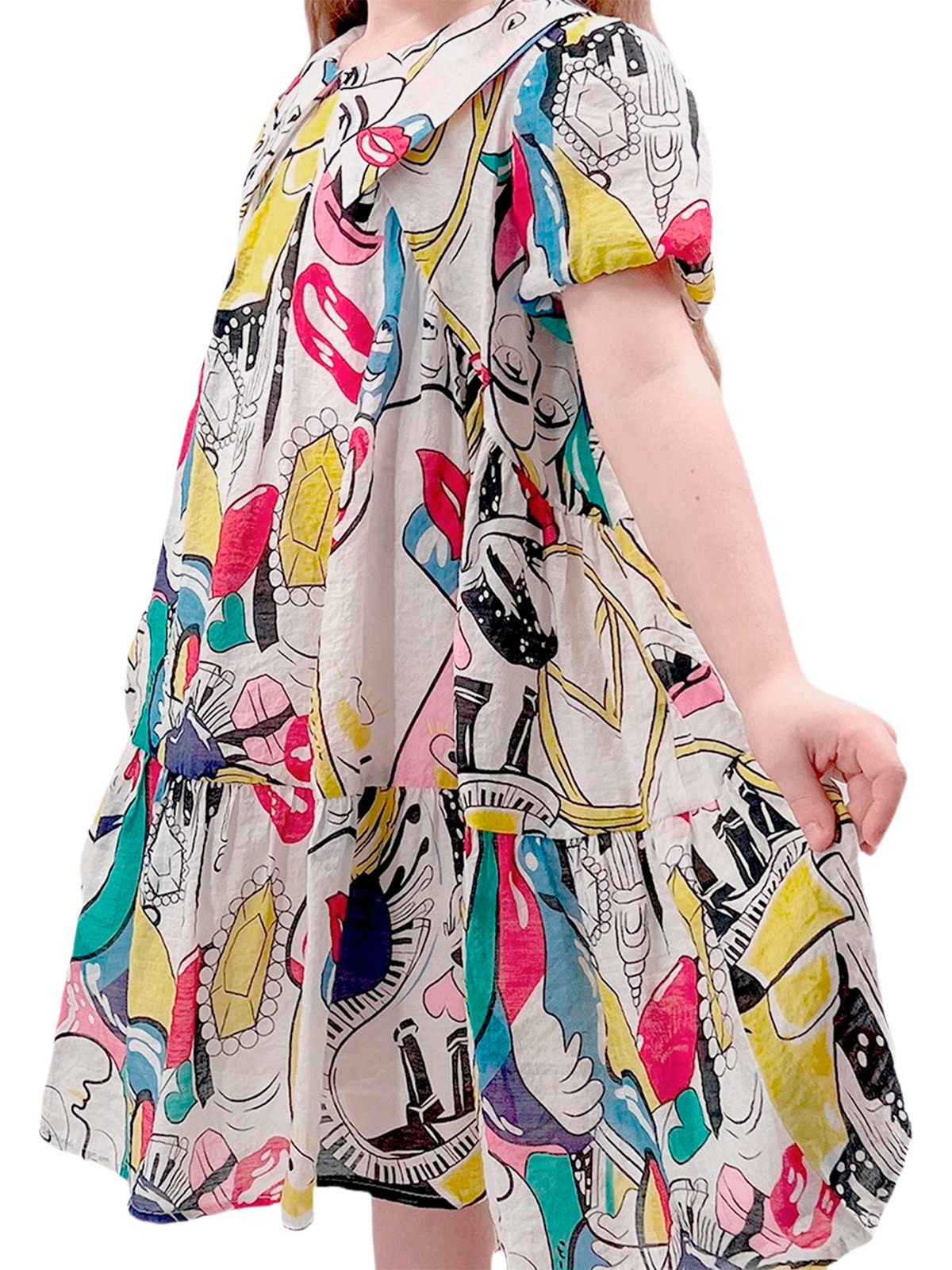 Платье для девочки О57230 (белый-красный)