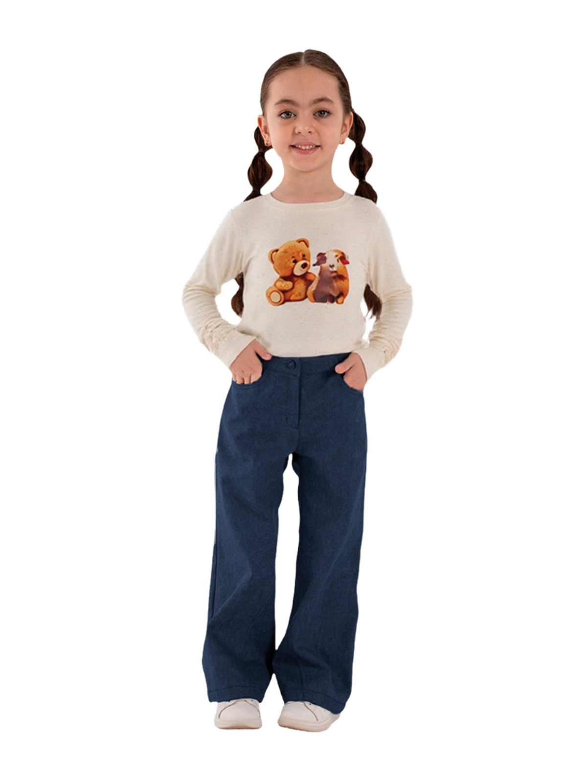 Брюки для девочки О67093 (синий)