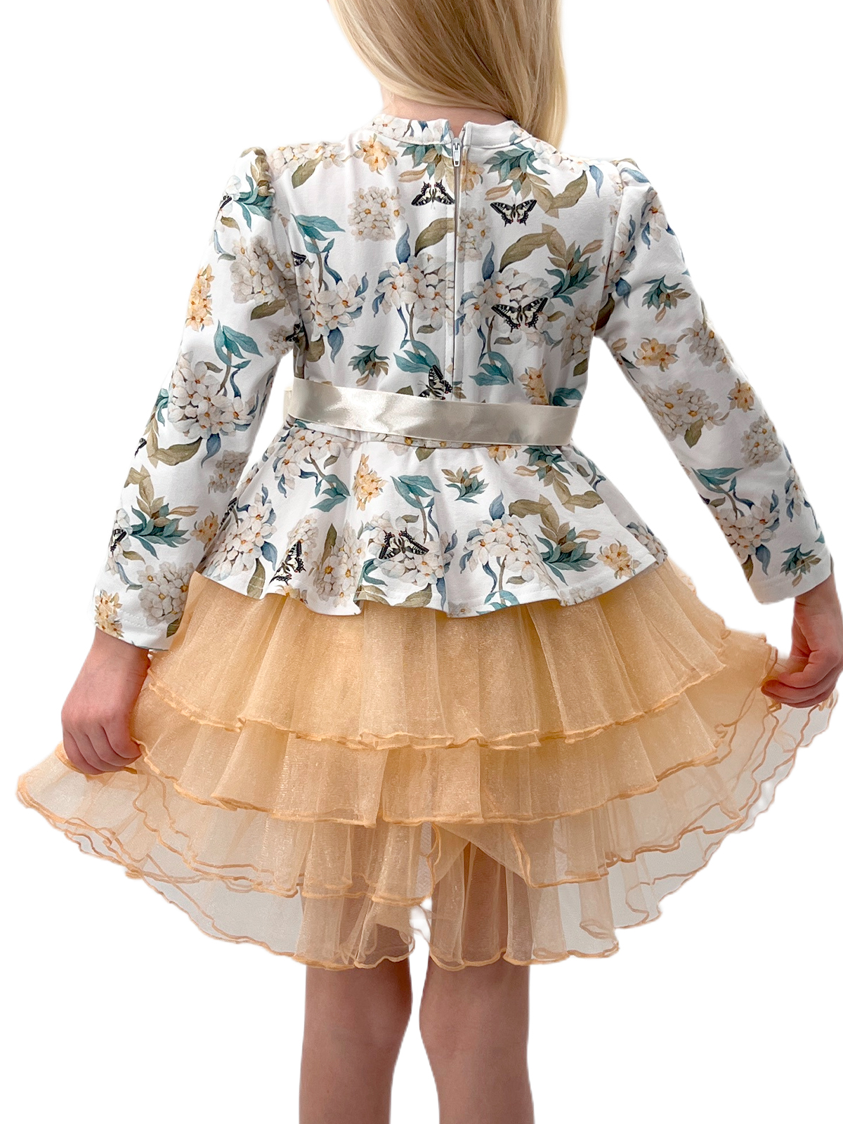 Платье для девочки О53592 (белый-желтый)