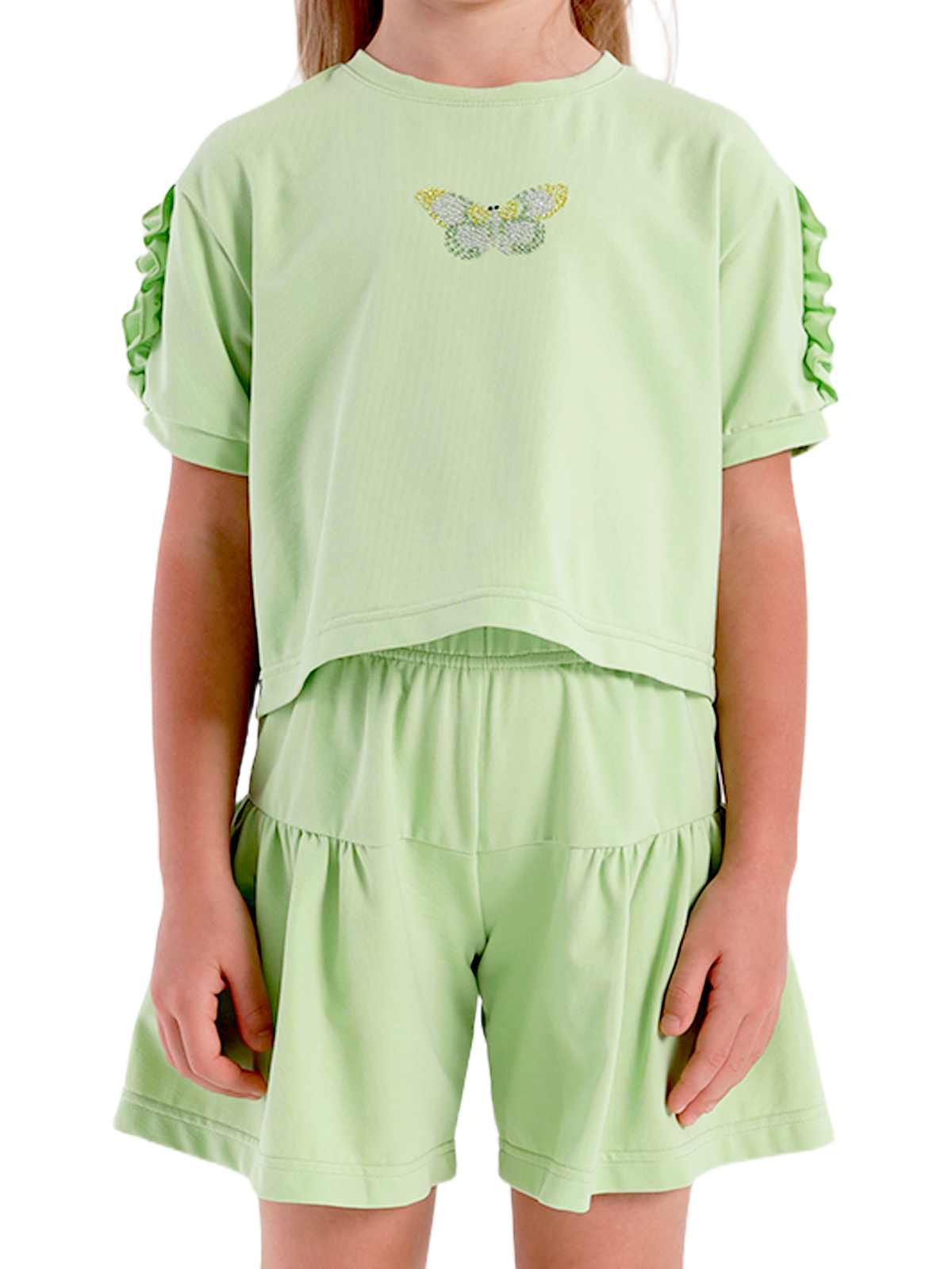 Комп.:блуз.,шор. для девочки О57255 (зеленый)