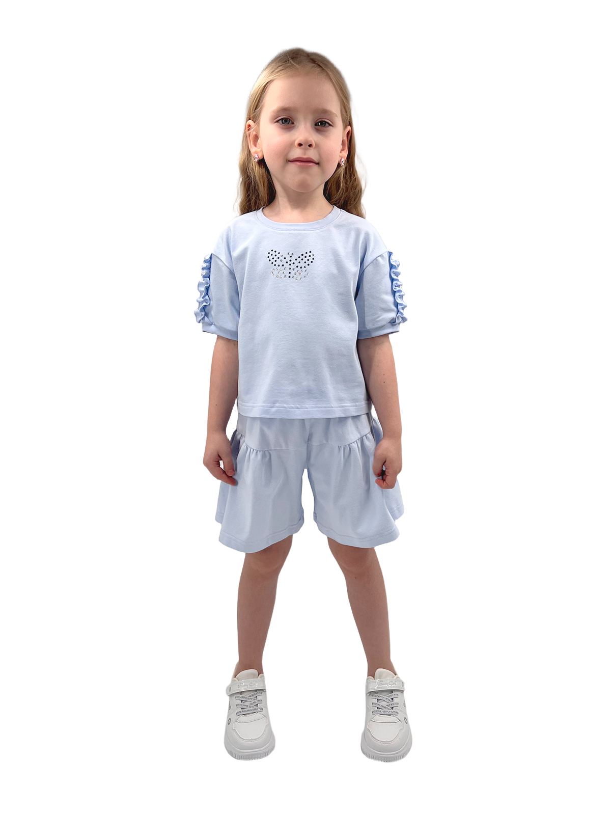 Комп.:блуз.,шор. для девочки О57255 (голубой)