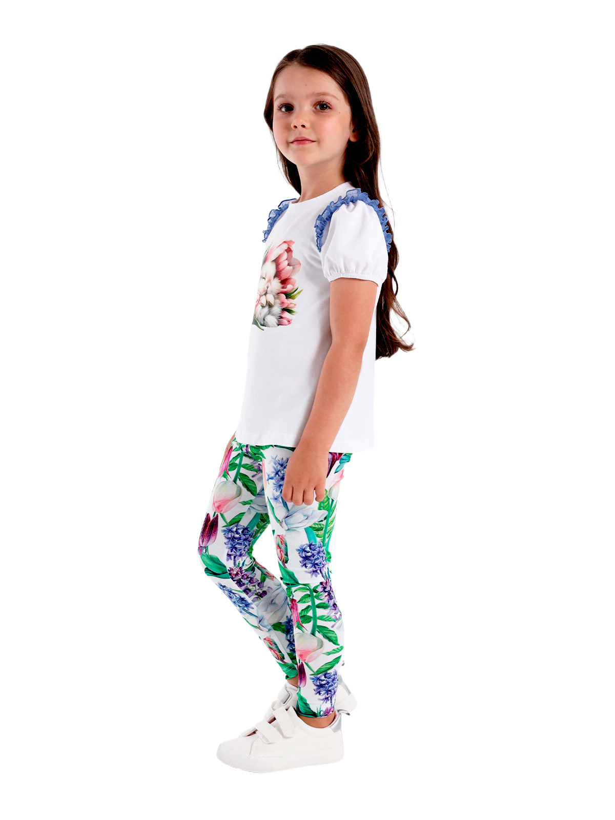 Брюки для девочки О57245 (синий-розовый)