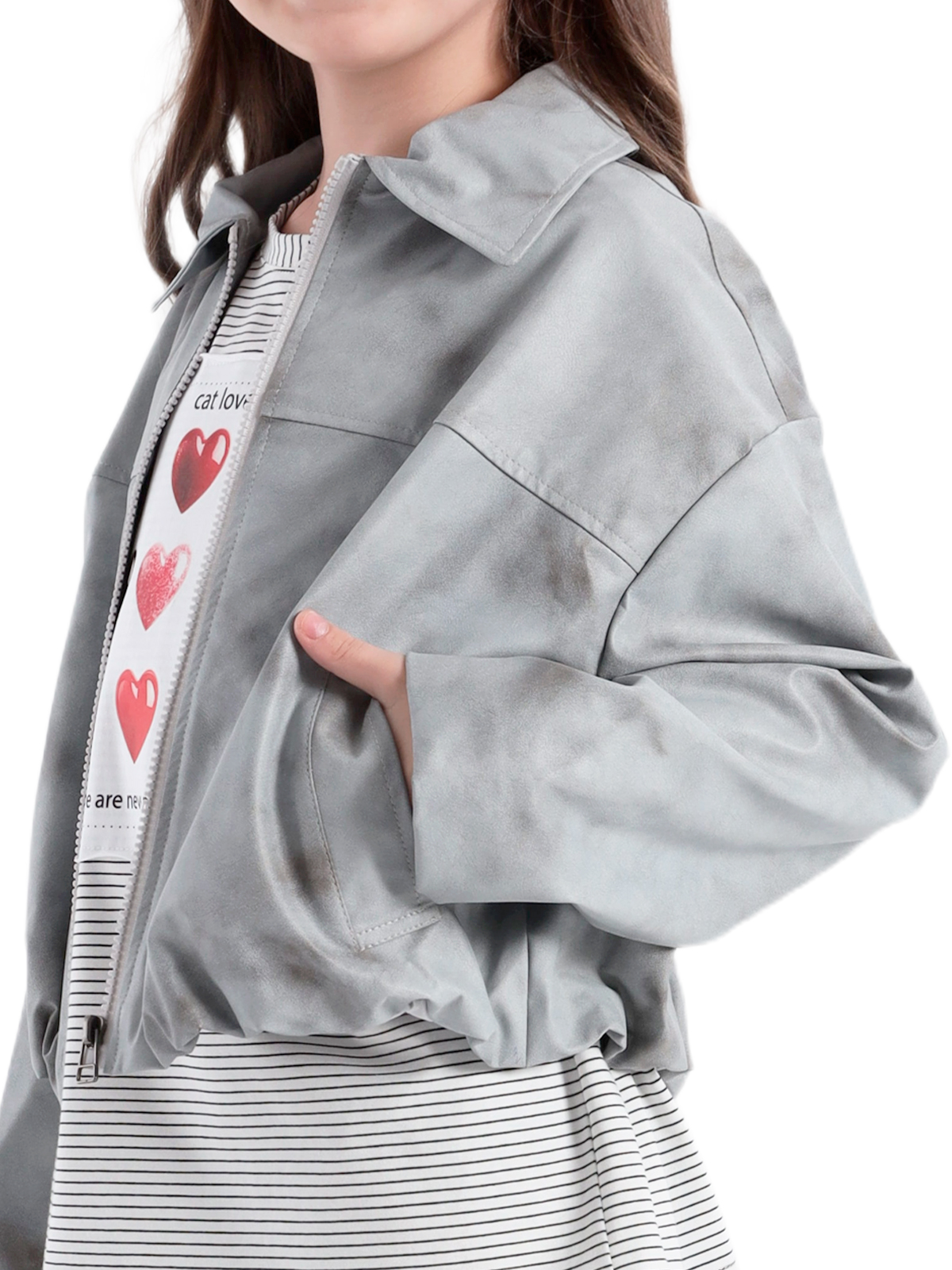 Куртка для девочки О57273 (серый)