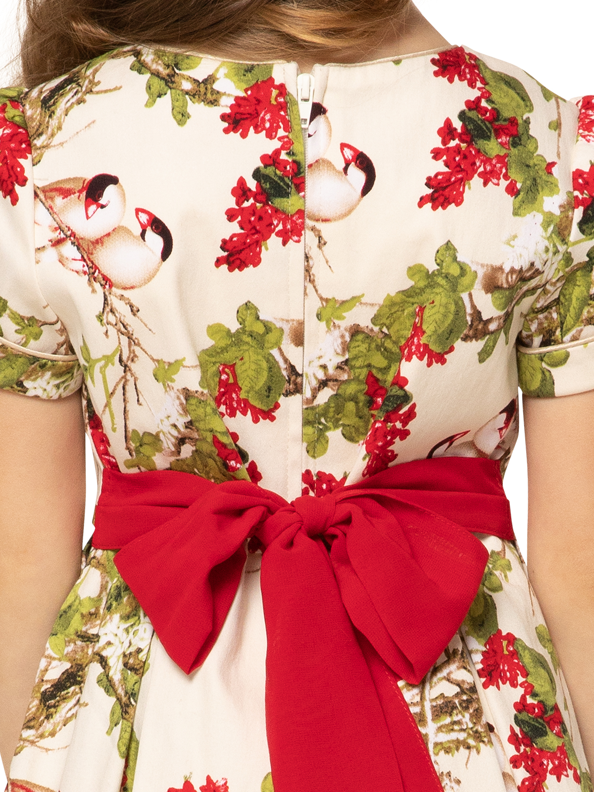 Платье для девочки О57246 (бежевый-красный)