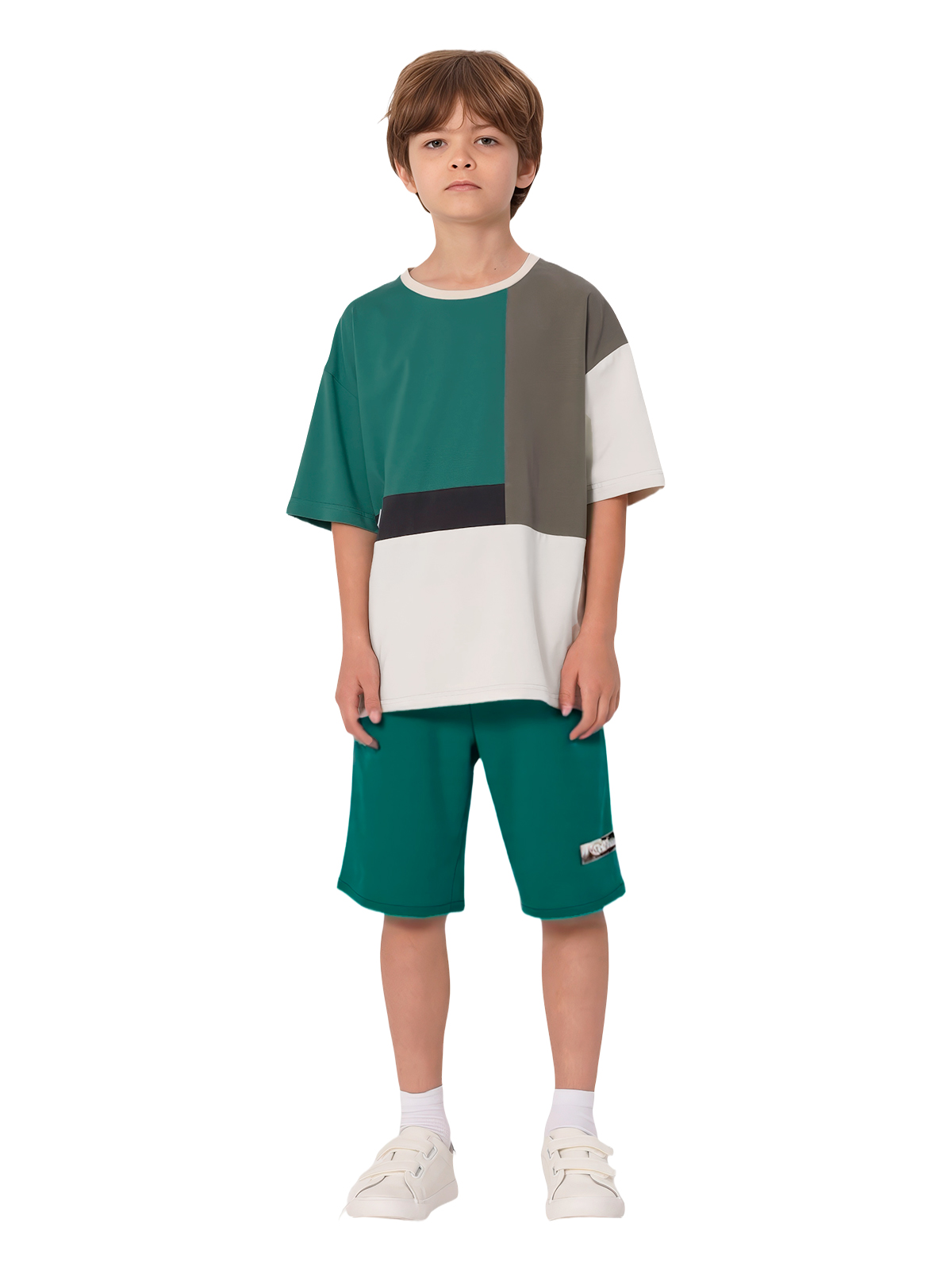 Джемпер для мальчика О47315 (молочный-зеленый)