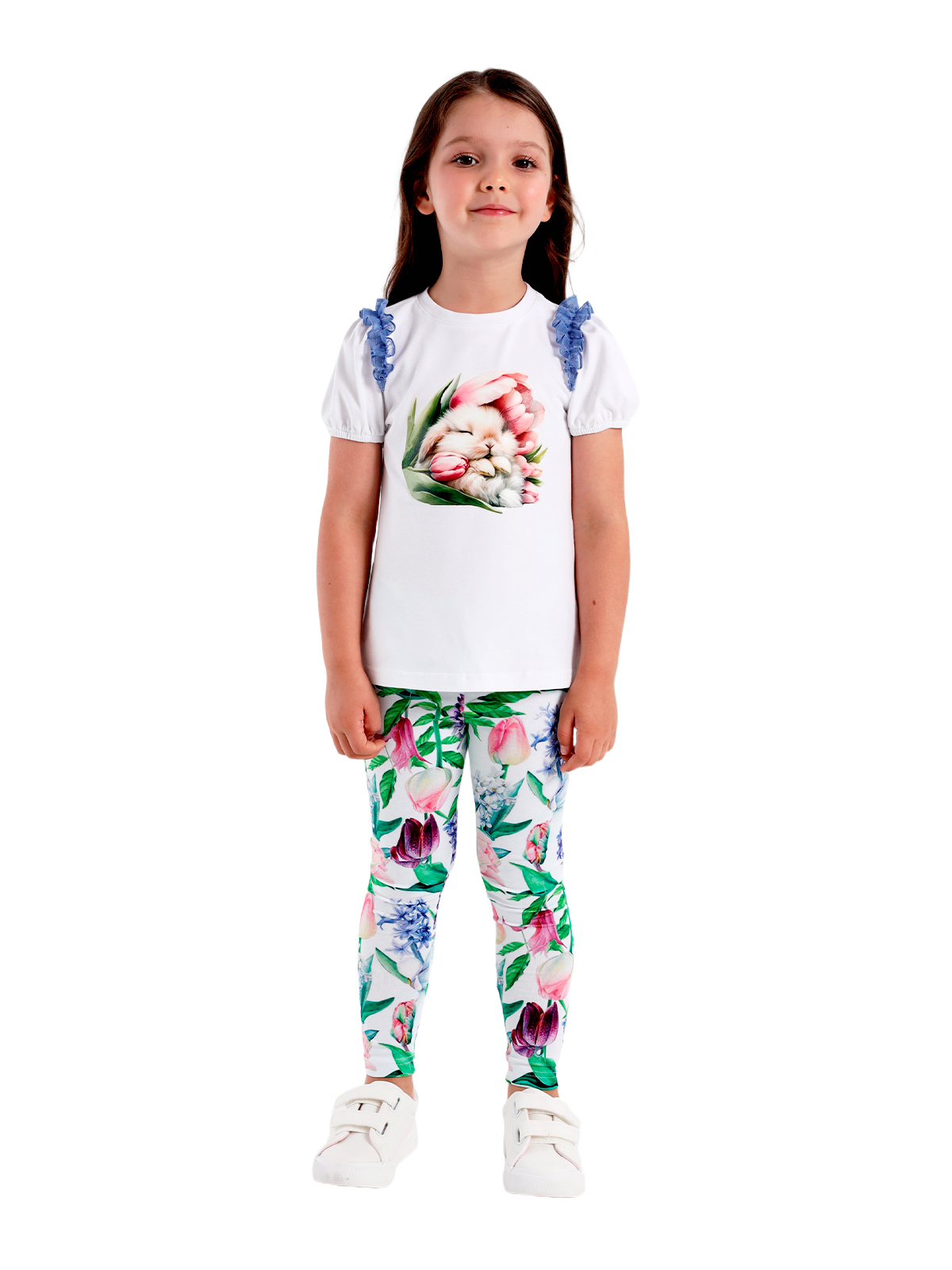 Брюки для девочки О57245 (синий-розовый)