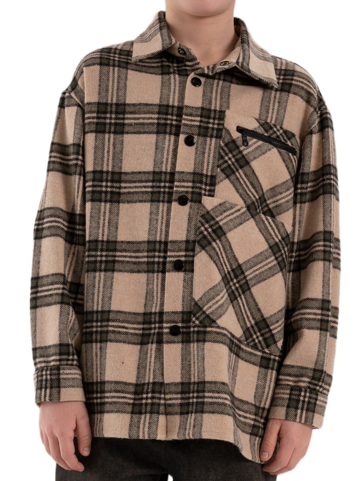 Куртка для мальчика О36207 (бежевый-зеленый)