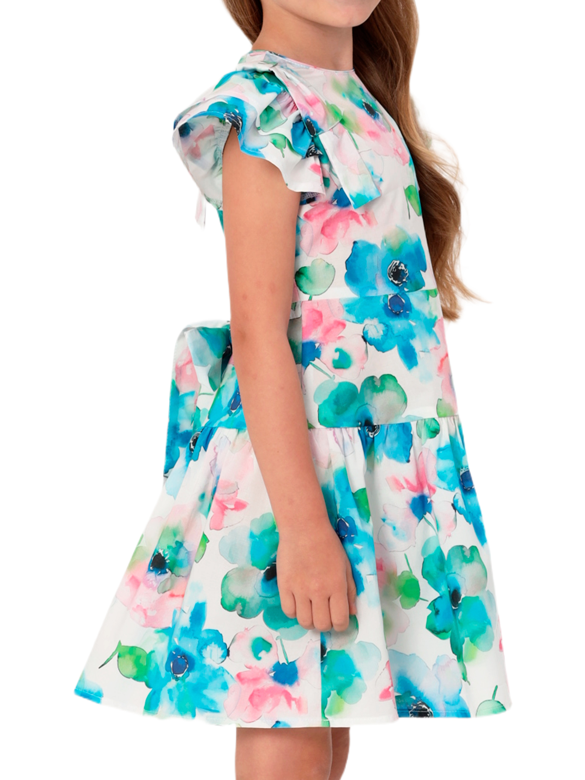 Платье для девочки О57231 (розовый-бирюзовый)