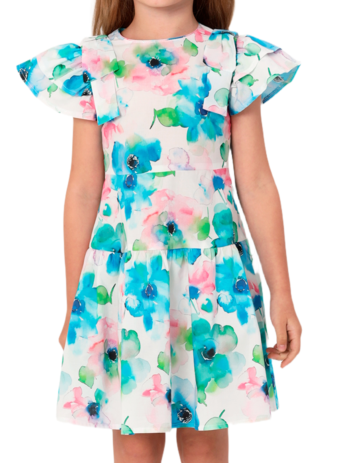 Платье для девочки О57231 (розовый-бирюзовый)