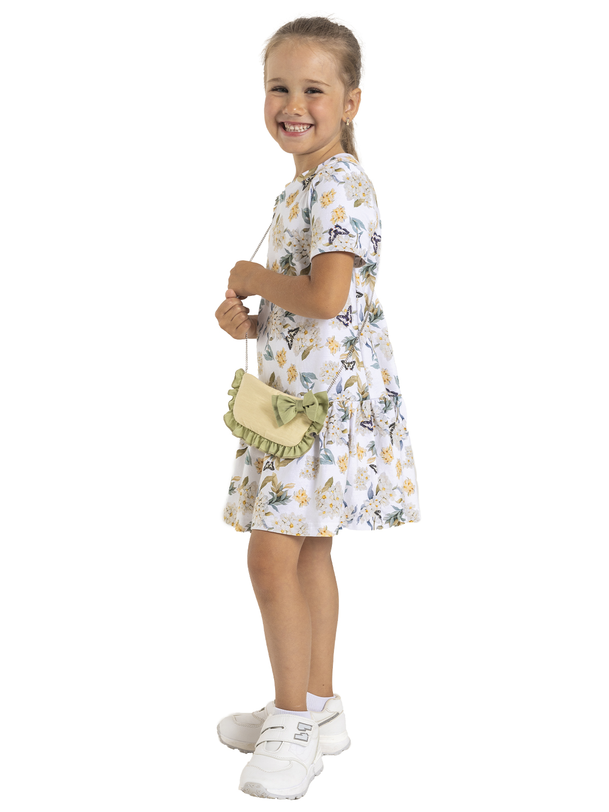 Платье для девочки О56892 (белый-желтый)