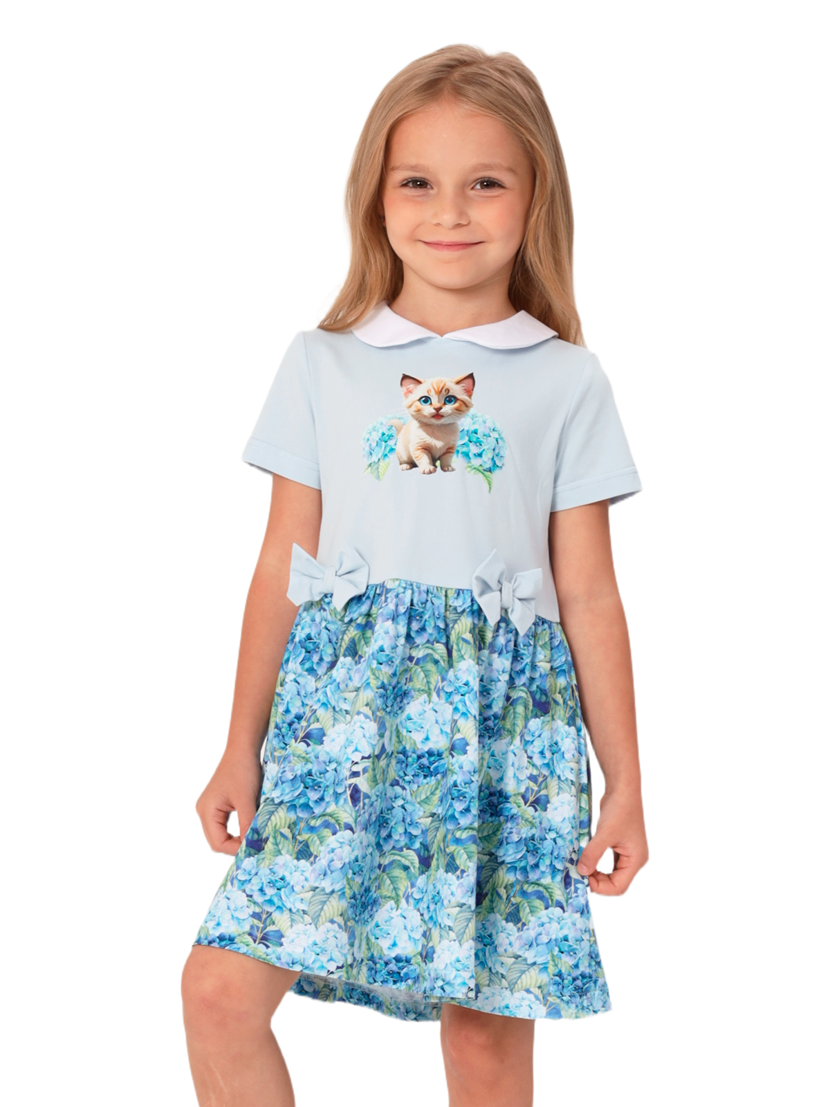 Платье для девочки О57301 (голубой)