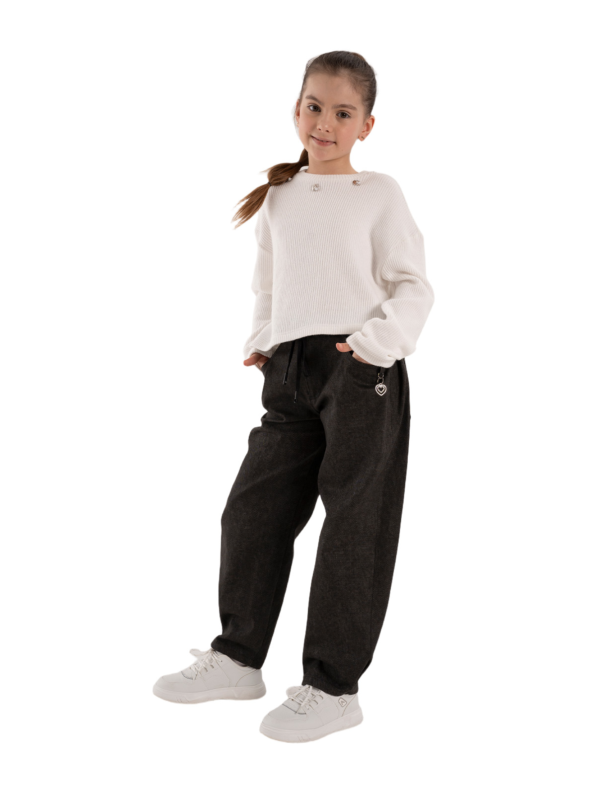 Брюки для девочки О67081 (черный)