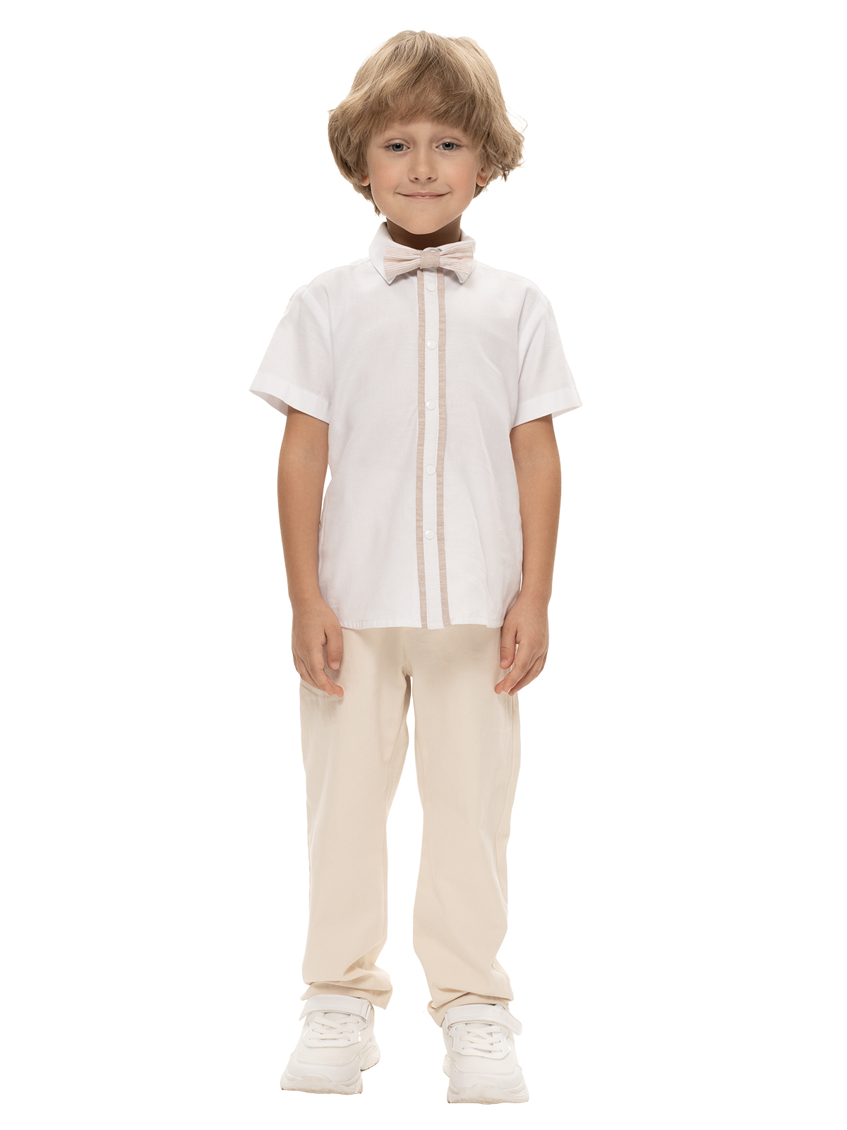 Верхняя сорочка для мальчика О46469 (белый-бежевый)