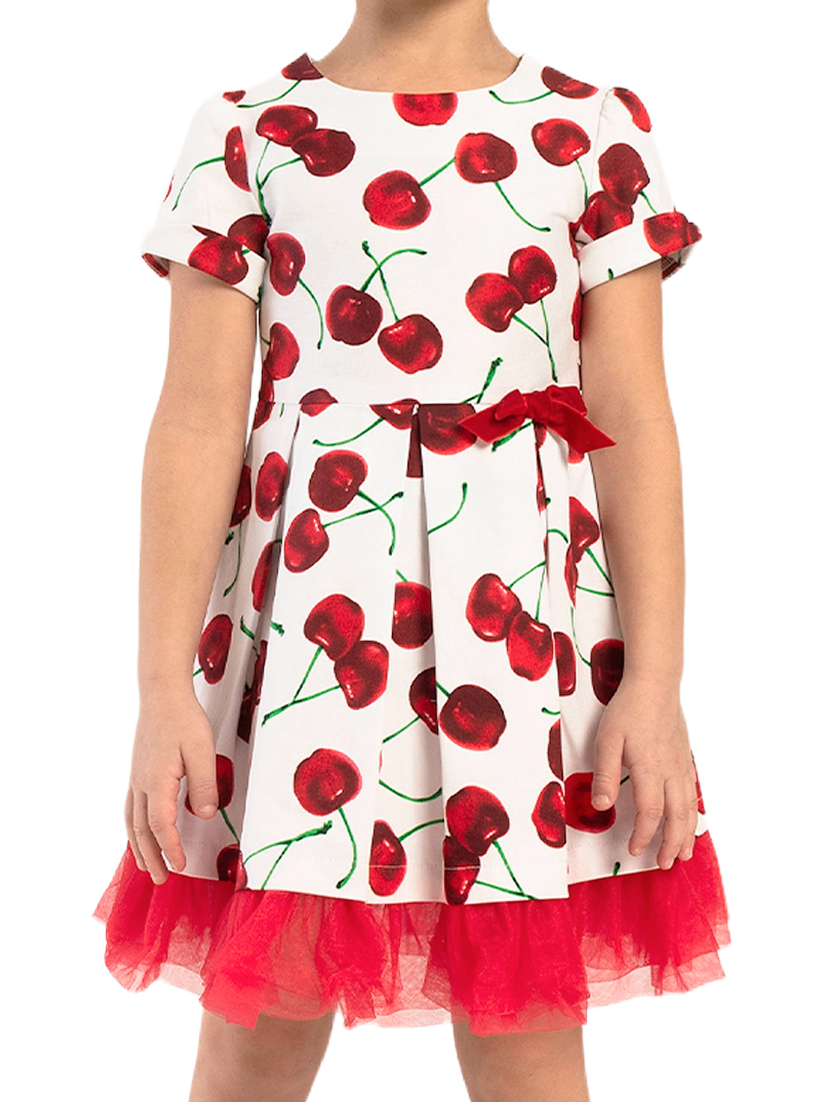 Платье для девочки О57246 (белый-красный)