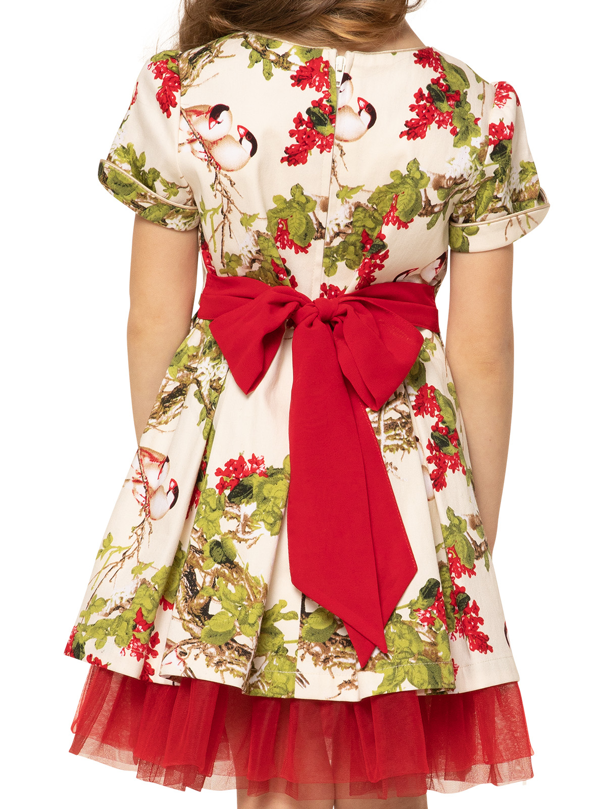 Платье для девочки О57246 (бежевый-красный)