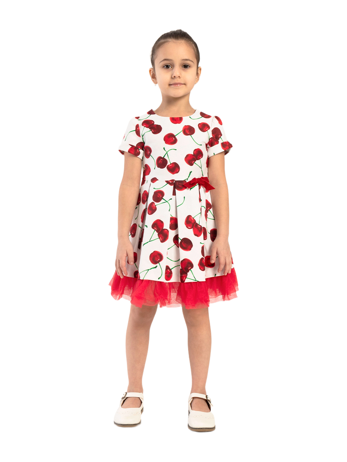 Платье для девочки О57246 (белый-красный)
