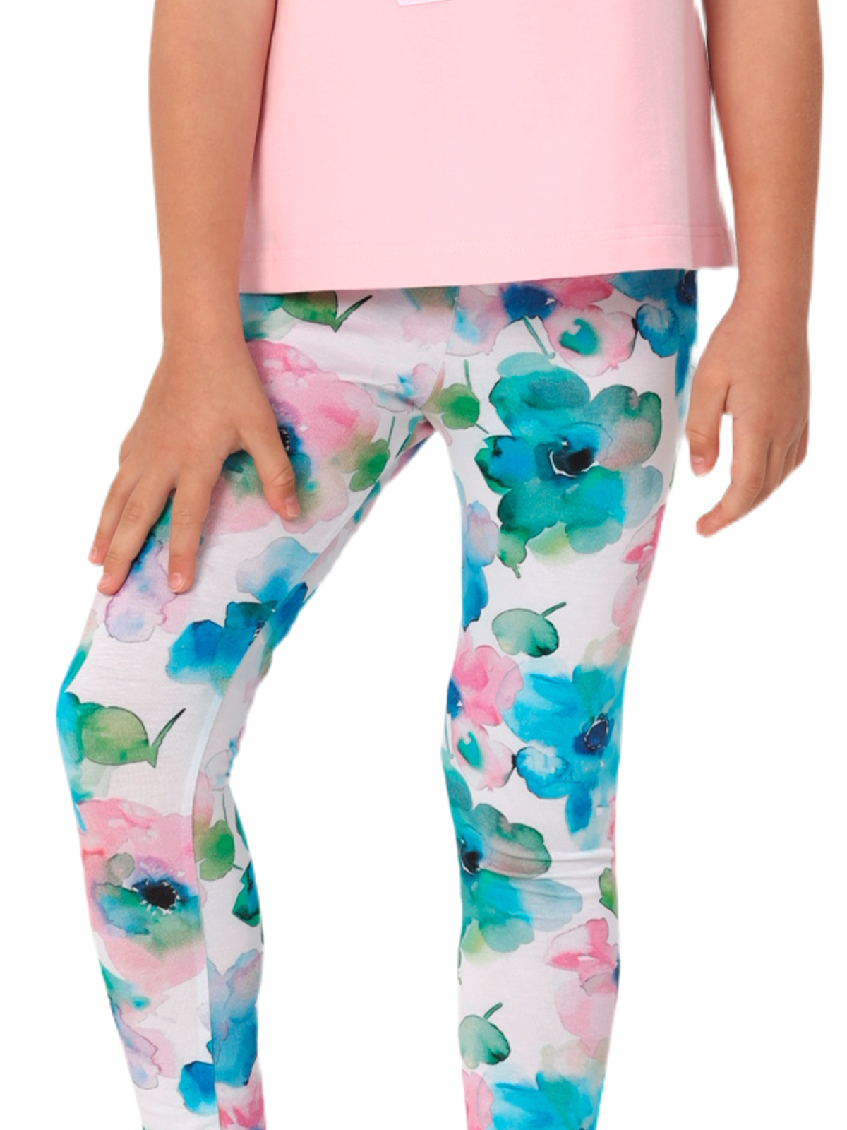 Брюки для девочки О57245 (розовый-бирюзовый)