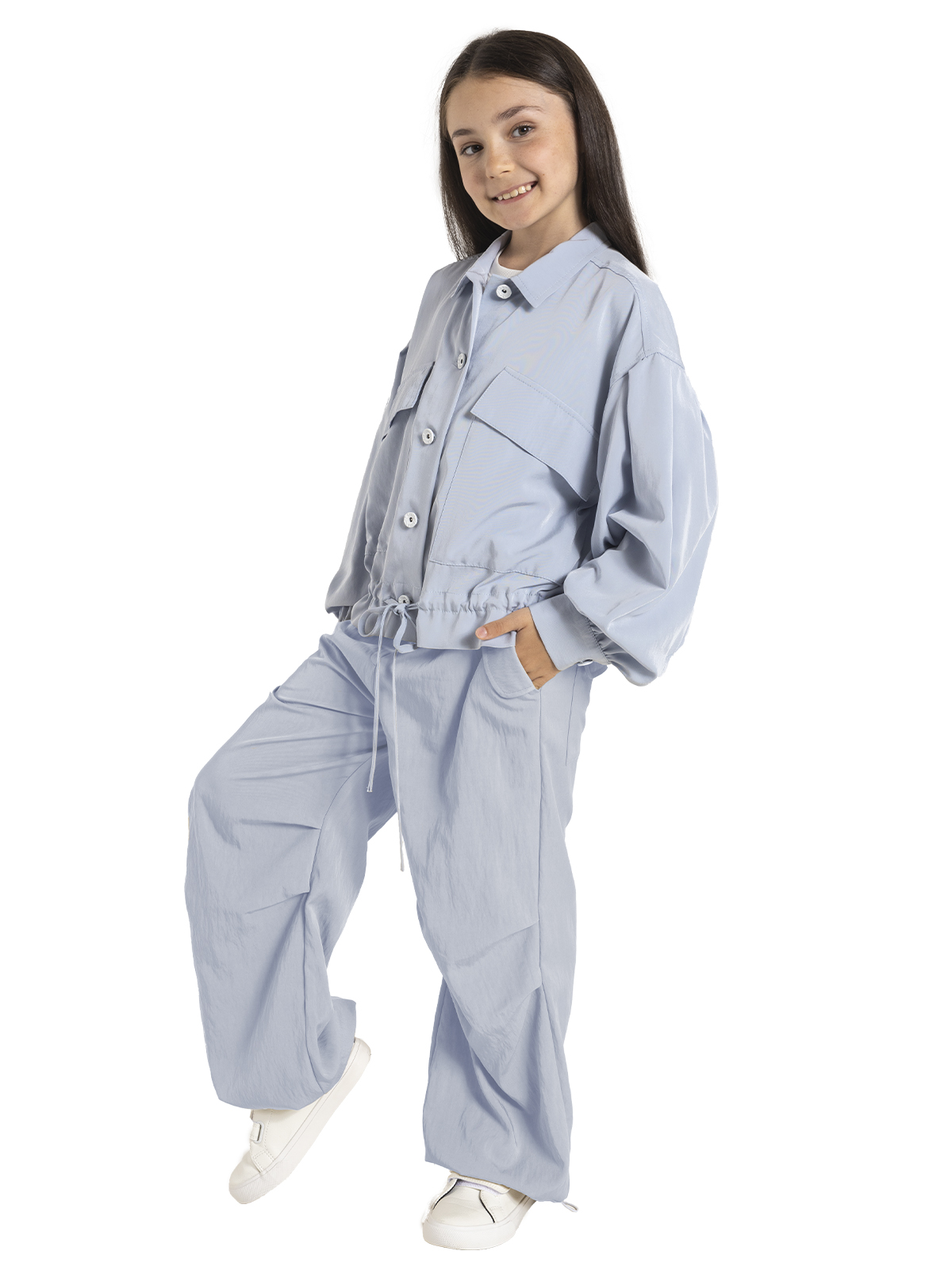 Брюки для девочки О56917 (голубой)