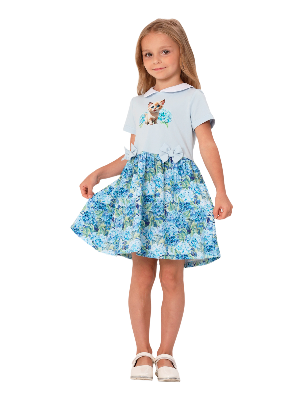 Платье для девочки О57301 (голубой)