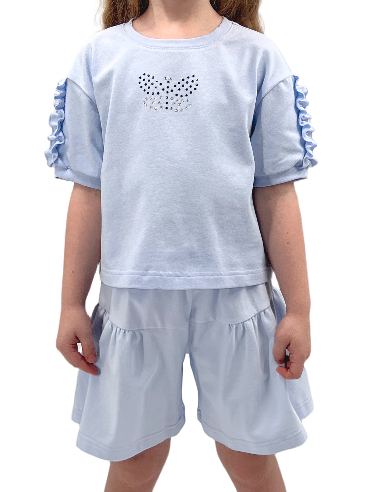 Комп.:блуз.,шор. для девочки О57255 (голубой)